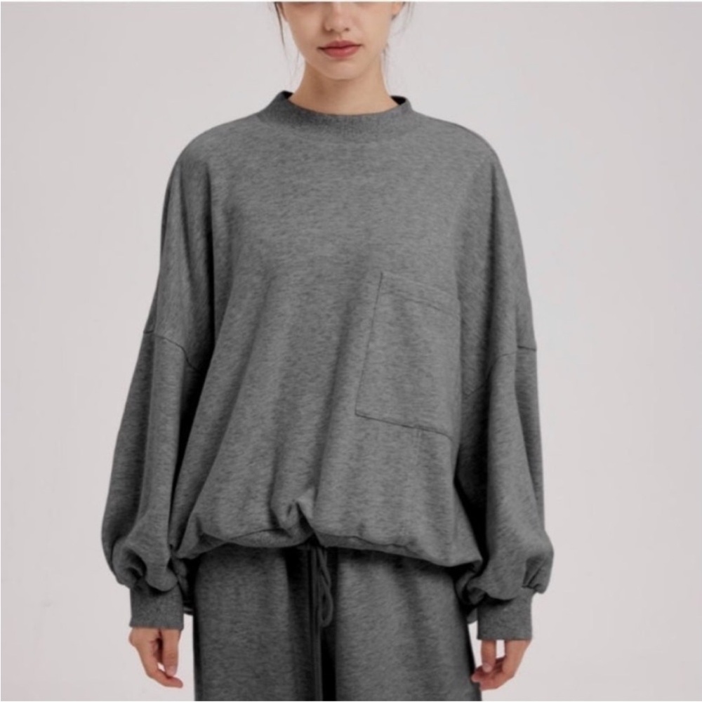 🌟NAP🌟 MOCK NECK SWEATSHIRT DRAWSTRING HEM GRAY SZ S